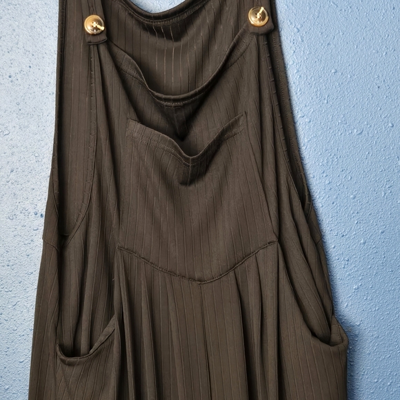 Pants - Women’s Black Pinstripe Pinafore Jumpsuit